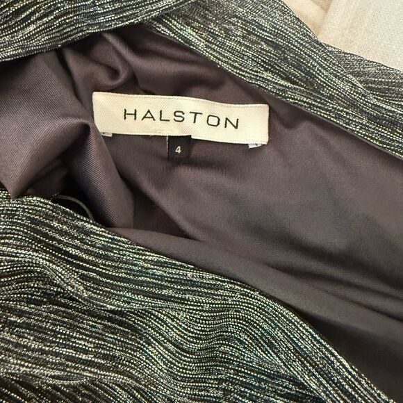 H HALSTON Women's One Shoulder Metallic Knit Jersey Gown-MM3 - Picture 6 of 6